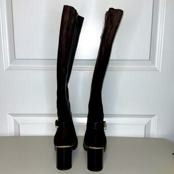 Bandolino Knee High Leather & Suede Zipper Heeled Boots 👢 Size 7.5 NWOT Brown - Picture 3 of 8